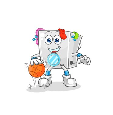 washing machine dribble basketball character. cartoon mascot vecto