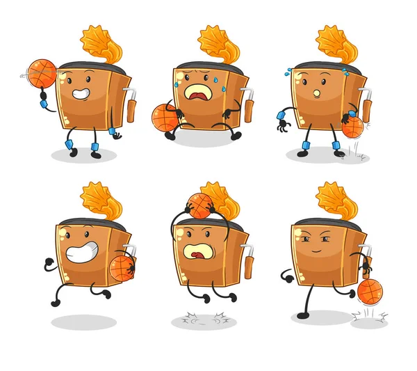 Record Player Basketball Player Group Character Mascot Vecto — Stockvector