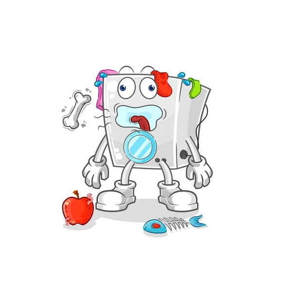 Washing Machine Burp Mascot Cartoon Vecto — Stock Vector
