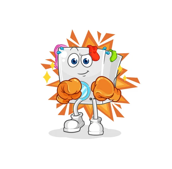 Washing Machine Boxer Character Cartoon Mascot Vecto — Stock Vector