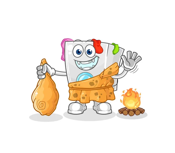 Washing Machine Ancient Cartoon Cartoon Mascot Vecto — Vettoriale Stock