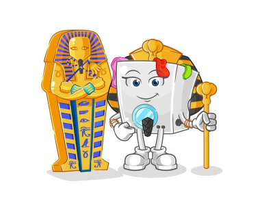 washing machine ancient egypt cartoon. cartoon mascot vecto