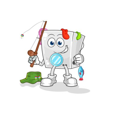 washing machine fisherman illustration. character vecto
