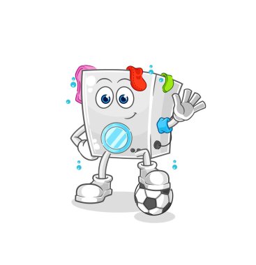 washing machine playing soccer illustration. character vecto