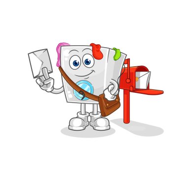 washing machine postman vector. cartoon characte