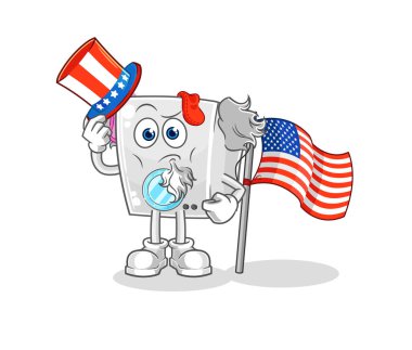 washing machine uncle sam character. cartoon mascot vecto