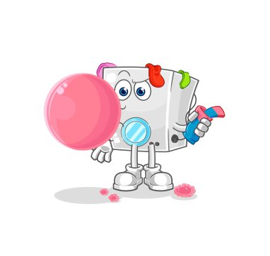 washing machine chewing gum vector. cartoon characte