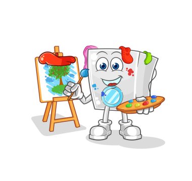 Çamaşır makinesi maskotu. çizgi film vektosu