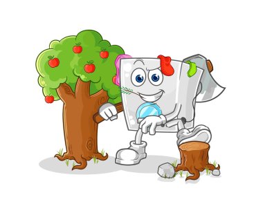 Çamaşır makinesi Marangoz çizimi. karakter vektosu