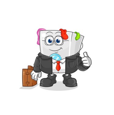 Çamaşır makinesi ofis işçi maskotu. çizgi film vektosu