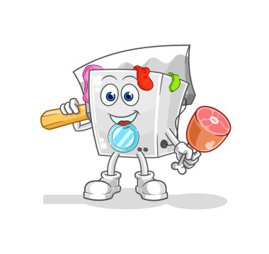 Çamaşır makinesi Kasap illüstrasyonu. karakter vektosu