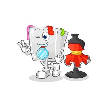 Çamaşır makinesi moda tasarımcısı vektörü. karikatür