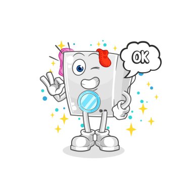 Çamaşır makinesi de maskotu kabul ediyor. çizgi film vektosu