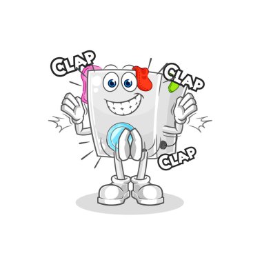 Çamaşır makinesi alkışlar. karakter vektosu