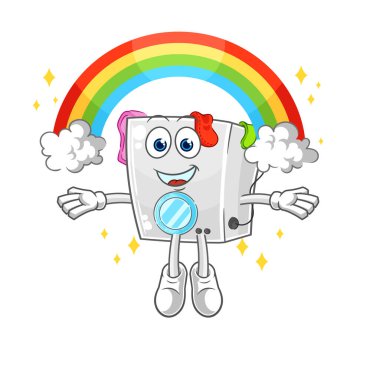 Gökkuşaklı çamaşır makinesi. çizgi film vektosu