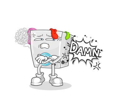 washing machine very pissed off illustration. character vecto