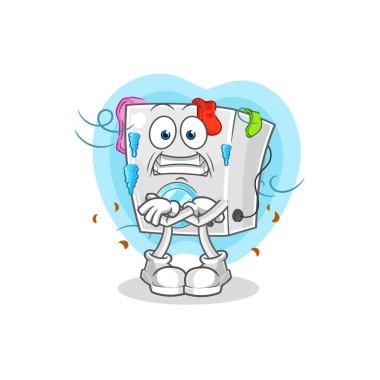 Çamaşır makinesi, soğuk çizimler. karakter vektosu