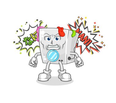 çamaşır makinesi kızgın vektör. karikatür