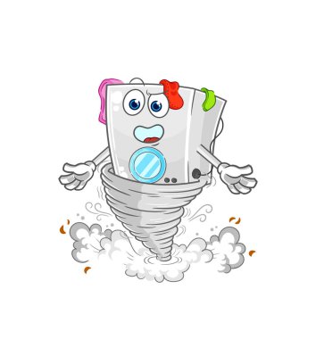 Tornado çizgi film karakter vektosu içinde çamaşır makinesi