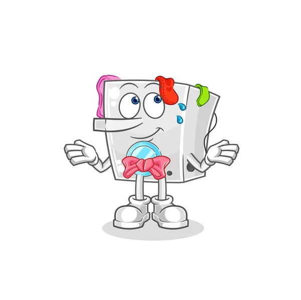 Washing Machine Lie Pinocchio Character Cartoon Mascot Vecto — Stock Vector