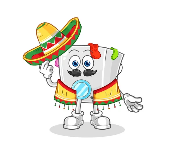 Wasmachine Mexicaanse Cultuur Vlag Tekenfilm Mascotte Vecto — Stockvector