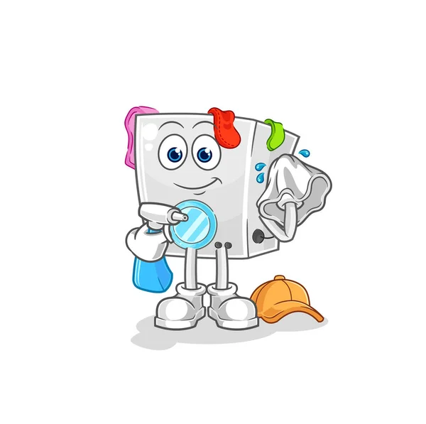 Washing Machine Cleaner Vector Cartoon Characte — Stock Vector