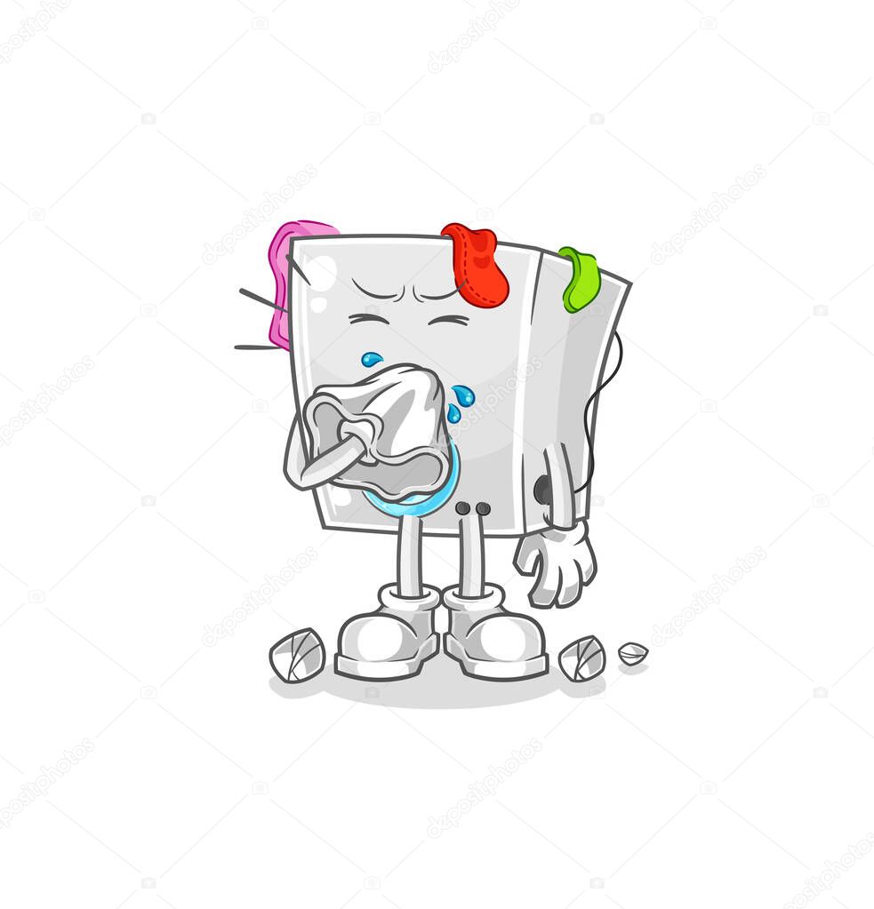 washing machine blowing nose character. cartoon mascot vecto