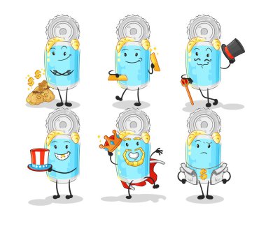 Konserve balık zengini. karikatür maskotu vektosu