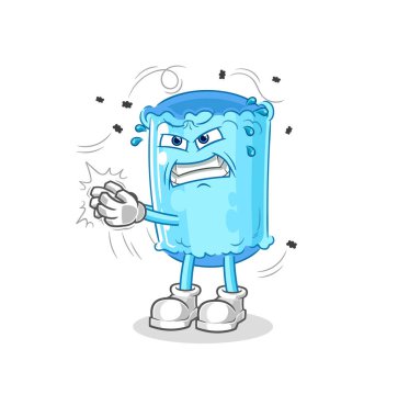 Yastık Vurucu Sinek karakteri. karikatür maskotu vektosu