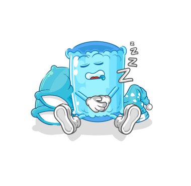Yastık destekleyici uyuyan karakter. karikatür maskotu vektosu