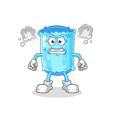 Yedek yastık çok kızgın bir maskot. çizgi film vektosu