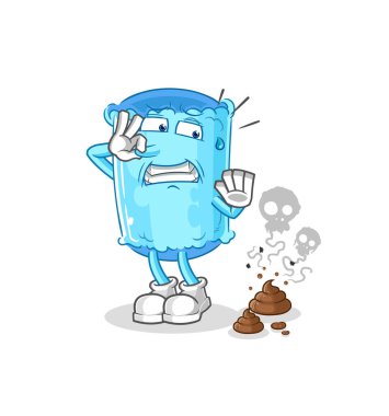 Kokuşmuş atık resimli destek yastığı. karakter vektosu