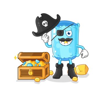 Hazine maskotlu yastık korsanı. çizgi film vektosu