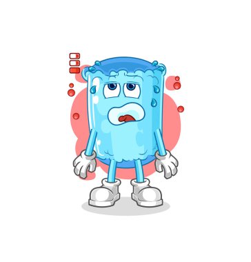 Yedek yastık, düşük batarya maskotu. çizgi film vektosu