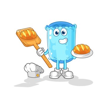 Ekmekli yastık fırıncısı. karikatür maskotu vektosu