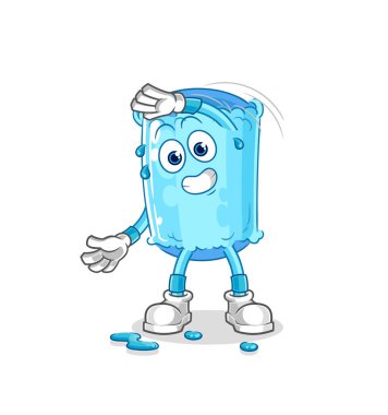 Yedek yastık germe karakteri. karikatür maskotu vektosu