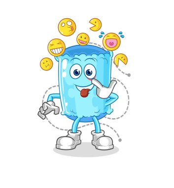 Yastık destekleyici kahkaha ve alaycı karakter. karikatür maskotu vektosu