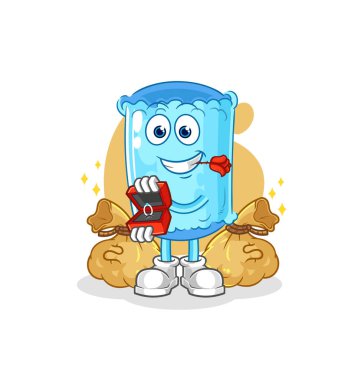 Yastık destekleyicisi yüzükle evlenme teklif ediyor. karikatür maskotu vektosu