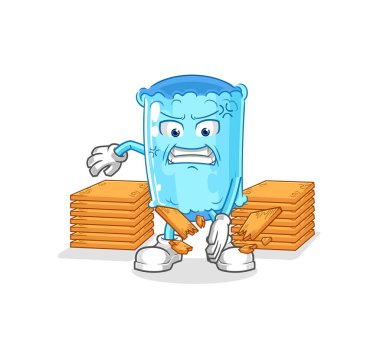 Yastık destekleyici karate maskotu. çizgi film vektosu