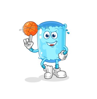 Yedek yastık basket topu maskotunu oynuyor. çizgi film vektosu