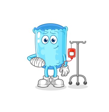 Serum illüstrasyonundaki yastık tutması. karakter vektosu