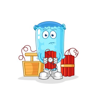 Yedek yastık dinamit karakteri. karikatür maskotu vektosu