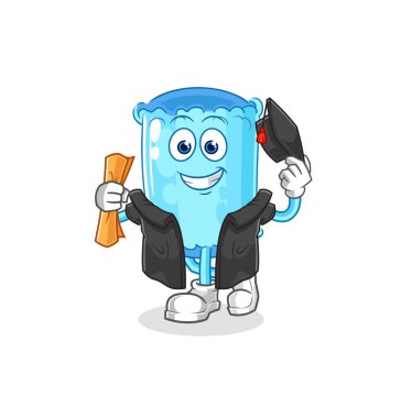 Yastık destekleyici mezuniyet vektörü. karikatür