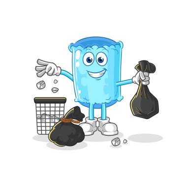 Yastık desteği. Çöp maskotu. çizgi film vektosu