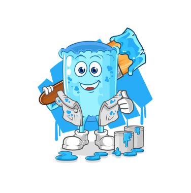 Yastık boyacı çizimi. karakter vektosu