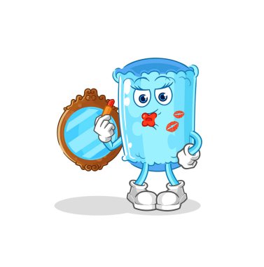 Destekleyici yastık makyaj maskotu. çizgi film vektosu