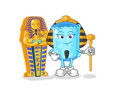 Yastık destekleyici Antik Mısır karikatürü. karikatür maskotu vektosu