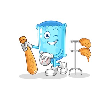 Beyzbol maskotu rolü yapan destek yastığı. çizgi film vektosu