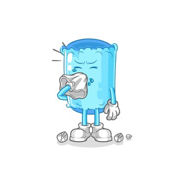 Yastık sümkürme karakteri. karikatür maskotu vektosu