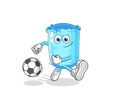 Yastık topa tekme atıyor. karikatür maskotu vektosu